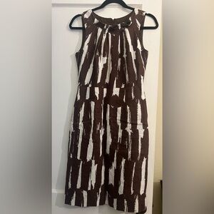 Donna Morgan Brown and White Midi Dress